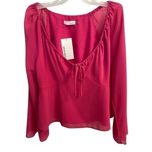 Heatherly Hot Pink Deep V-Neck Peplum Top Size XXL NWT